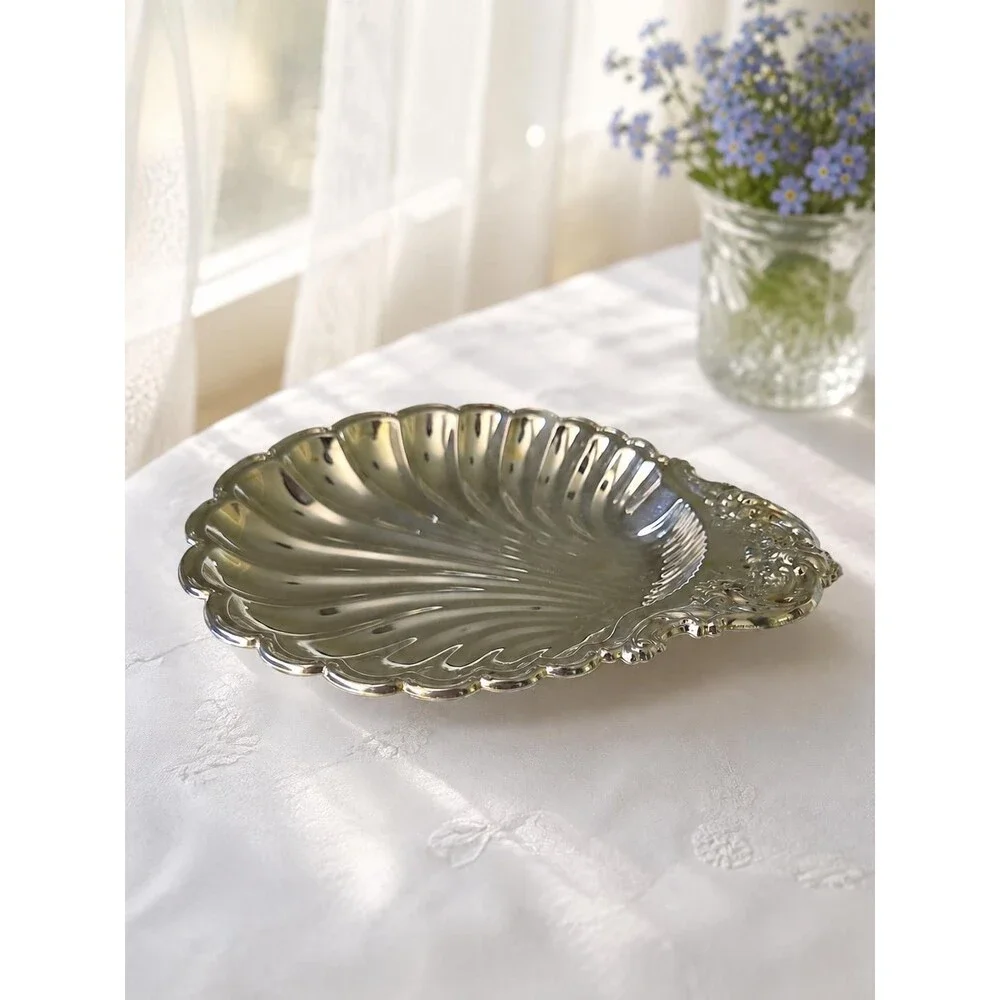 Vintage Silverplate Shell Serving Dish Ornate Scallop Bowl 11 Inches